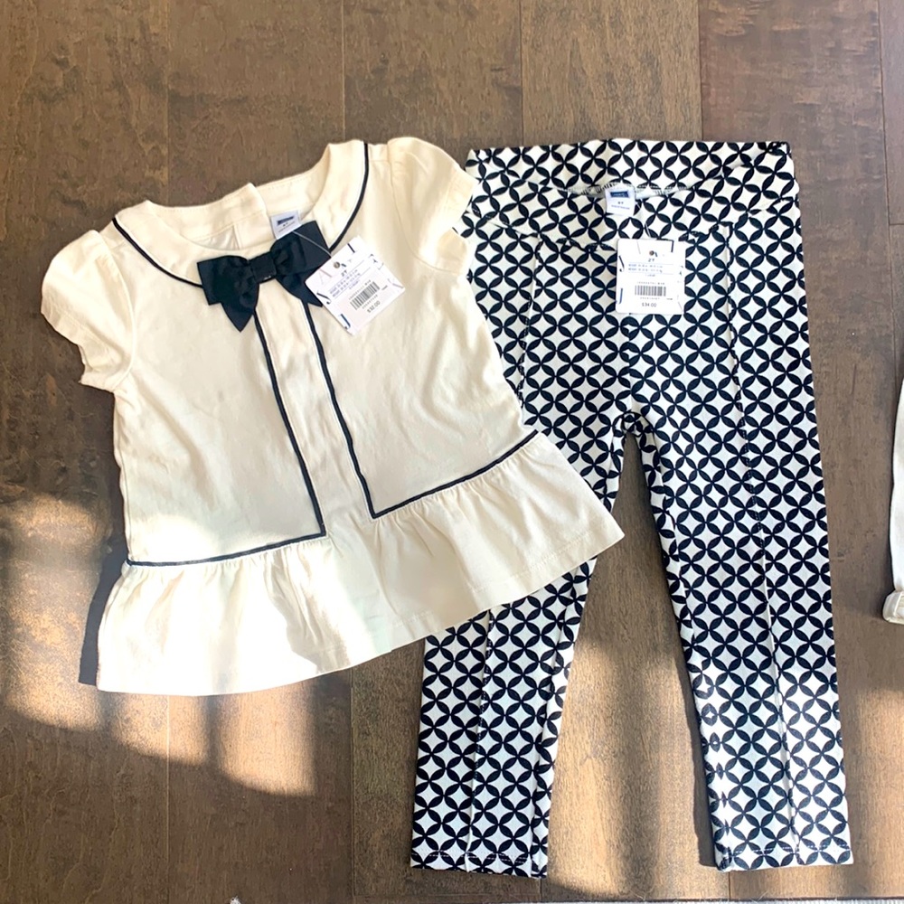 Janie and Jack Girls Size 2T black and ivory bow outfits